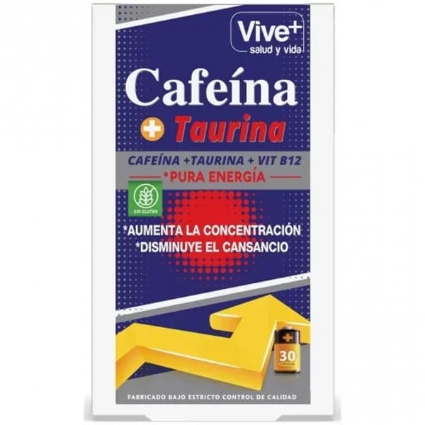 Cafeína con taurina en cápsulas Vive+ sin gluten 30 ud. - 1 ud - Imagen del producto en Findit
