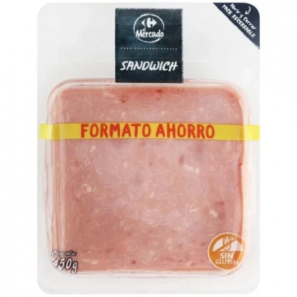 Fiambre de Cerdo Cocido en lonchas sándwich Carrefour El Mercado sin gluten 450 g - 0.45 kg - Imagen del producto en Findit