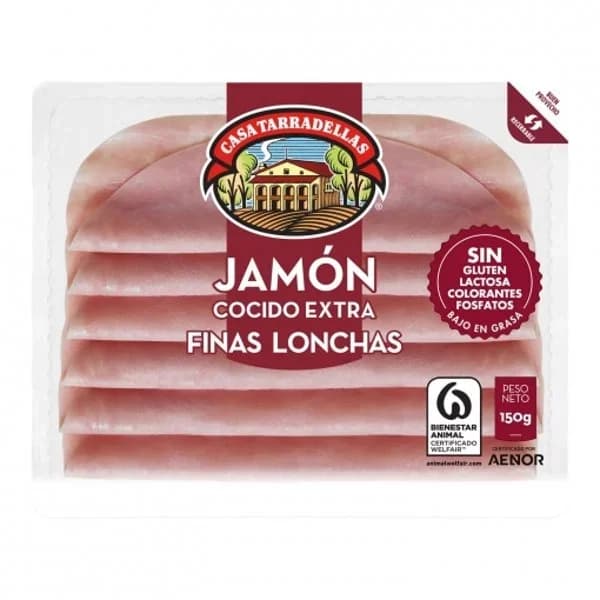 Jamón Cocido Extra en finas lonchas Casa Tarradellas sin gluten y sin lactosa 150 g - 0.13 kg - Imagen del producto en Findit