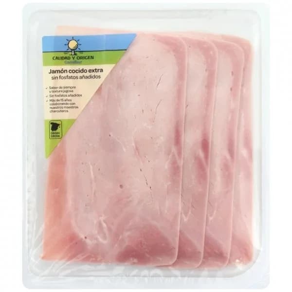 Jamón cocido extra sin fosfatos en lonchas Círculo de Calidad 155 g - 0.16 kg - Imagen del producto en Findit