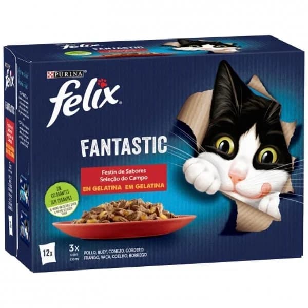 Comida Húmeda Gato Felix Festín de Carnes 12 x 100 - 1.02 kg - Imagen del producto en Findit