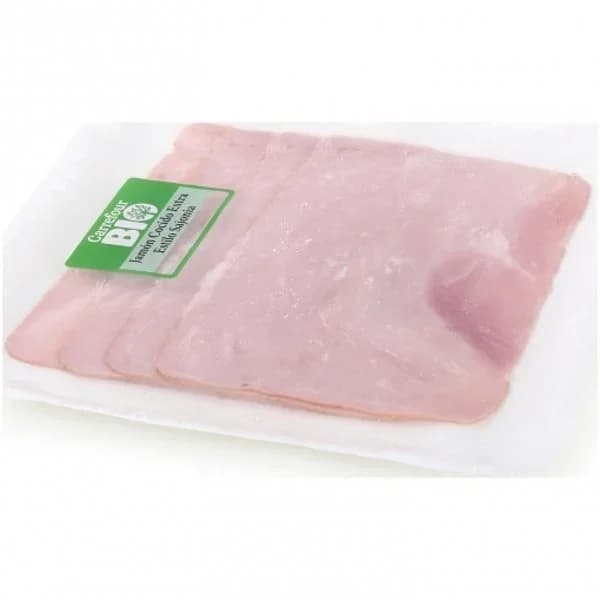 Jamón Cocido Extra Estilo Sajonia Ecológico en lonchas Carrefour sin lactosa 100 g - 0.1 kg - Imagen del producto en Findit