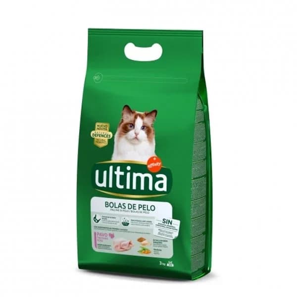 Pienso sabor pavo para gato bolas de pelo Ultima 3kg. - 3 kg - Imagen del producto en Findit