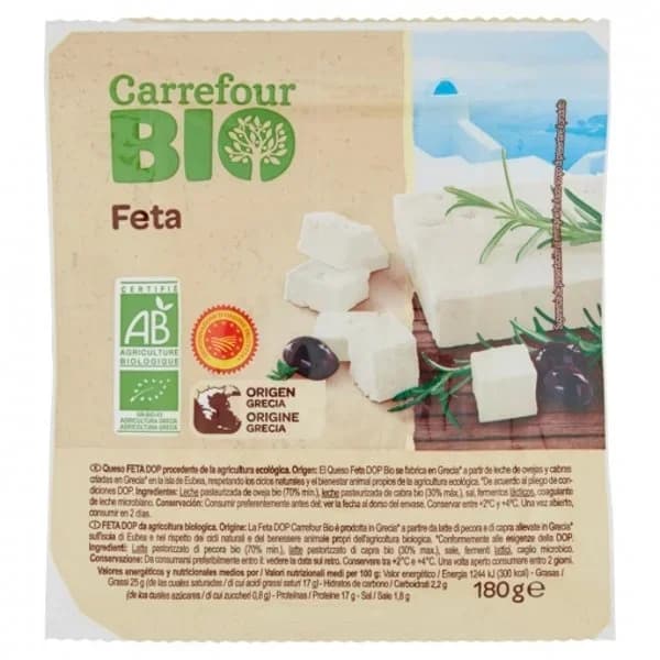 Queso feta ecológico Carrefour Bio 180 g. - 0.18 kg - Imagen del producto en Findit