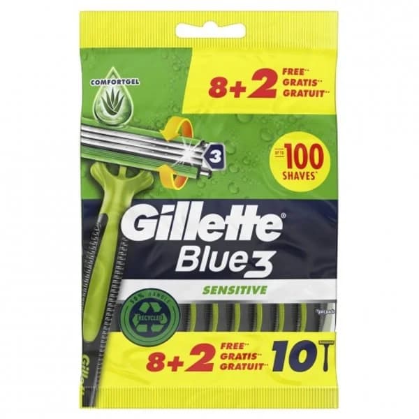 Maquinillas desechables para hombre Blue3 Sensitive Gillette 8 ud. - 9.99 ud - Imagen del producto en Findit