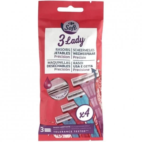 Maquinillas desechables para mujer 3 hojas Carrefour Soft 4 ud. - 3.98 ud - Imagen del producto en Findit