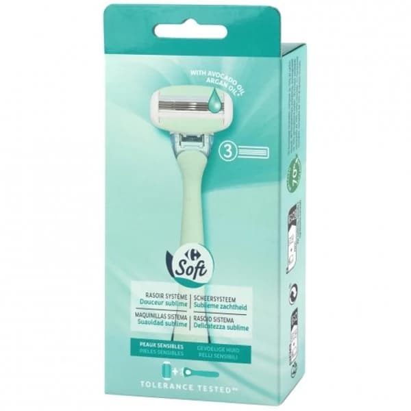 Maquinilla para mujer sistema suavidad sublime 3 hojas Carrefour Soft 1 ud. - 1 ud - Imagen del producto en Findit