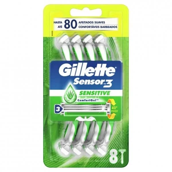 Maquinillas desechables piel sensible Sensor3 Gillette 8 ud. - 7.99 ud - Imagen del producto en Findit