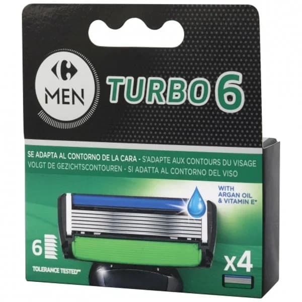 Recambios maquinilla Turbo 6 Carrefour Men 4 ud. - 4.01 ud - Imagen del producto en Findit