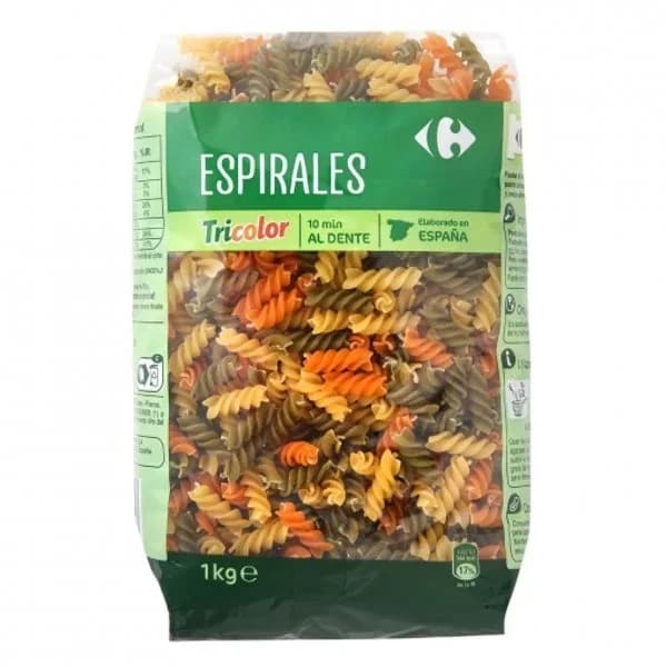 Espirales tricolor Carrefour 1 kg. - 1 kg - Imagen del producto en Findit