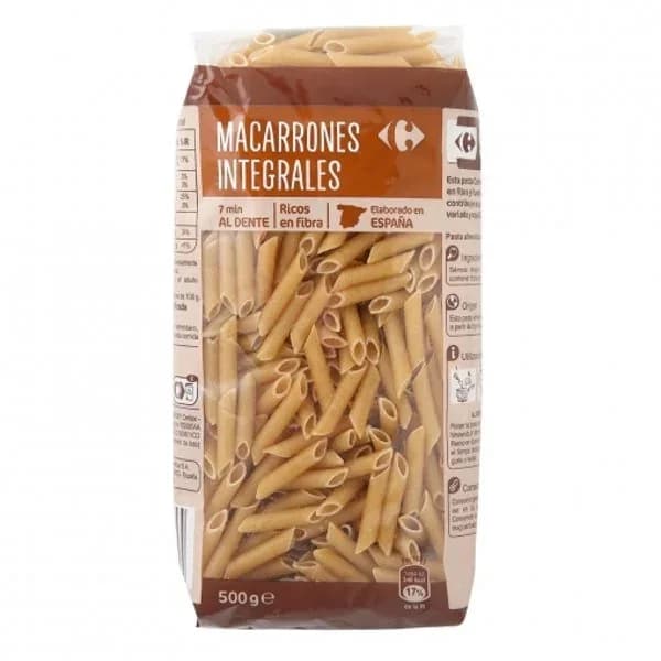 Macarrones integrales Carrefour 500 g. - 0.5 kg - Imagen del producto en Findit
