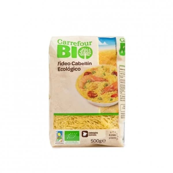 Pasta fideo cabellín ecológico Carrefour Bio 500 g. - 0.5 kg - Imagen del producto en Findit