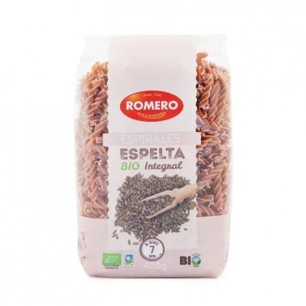 Pasta espirales de espelta integral ecológica Romero 400 g. - 0.4 kg - Imagen del producto en Findit