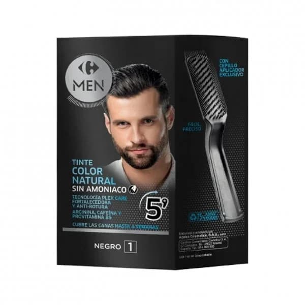 Tinte color natural cubrecanas sin amoniaco nº 1 negro Carrefour Men 1 ud. - 1 ud - Imagen del producto en Findit
