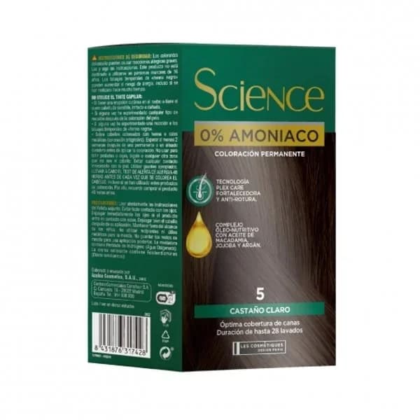 Tinte color permanente nº 5 castaño claro 0% Amoniaco Science Les Cosmétiques 1 ud. - 1 ud - Imagen del producto en Findit