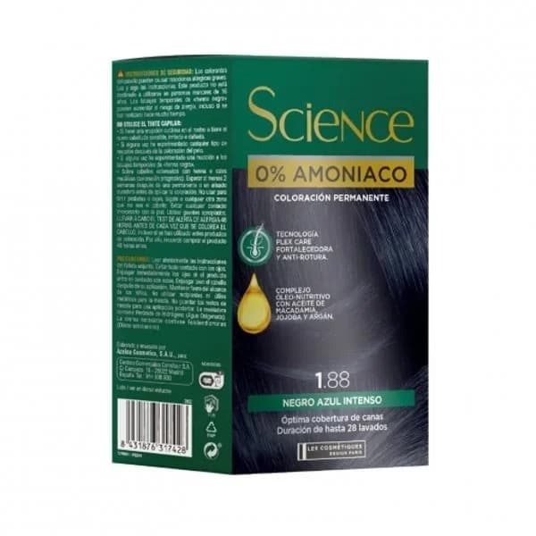 Tinte color permanente nº 1.88 negro azul intenso 0% Amoniaco Science Les Cosmétiques 1 ud. - 1 ud - Imagen del producto en Findit