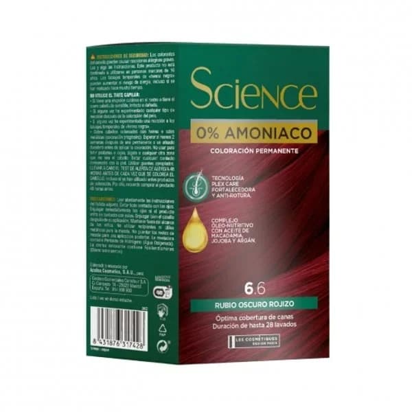 Tinte color permanente nº 6.6 rubio oscuro rojizo 0% Amoniaco Science Les Cosmétiques 1 ud. - 1 ud - Imagen del producto en Findit