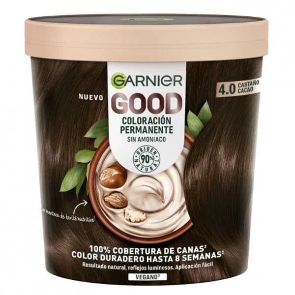 Coloración permanente sin amoniaco fórmula vegana tono 4.0 castaño cacao Good Garnier 1 ud. - 1 ud - Imagen del producto en Findit