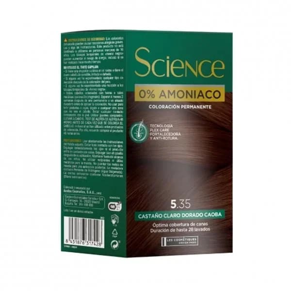 Tinte color permanente nº 5.35 castaño claro dorado caoba 0% Amoniaco Science Les Cosmétiques 1 ud. - 1 ud - Imagen del producto en Findit