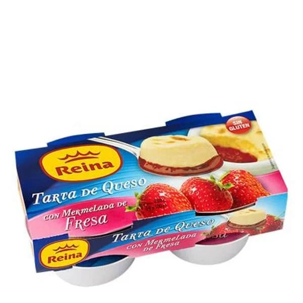 Tarta de queso con mermelada con fresa Reina sin gluten pack de 4 unidades de 100 g. - 0.4 kg - Imagen del producto en Findit