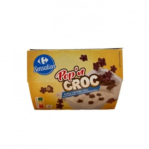 Yogur sabor vainilla con estrellitas chocolateadas Pop'n Croc Carrefour pack de 2 unidades de 125 g. - 0.25 kg - Imagen del producto en Findit