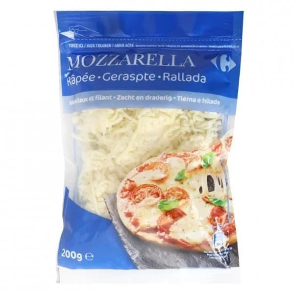 Queso rallado mozzarella Carrefour 200 g. - 0.2 kg - Imagen del producto en Findit