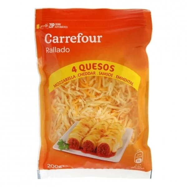 Queso rallado cuatro quesos Carrefour 200 g. - 0.2 kg - Imagen del producto en Findit