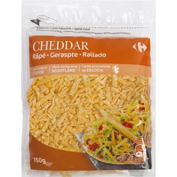 Queso rallado cheddar Carrefour 150 g. - 0.15 kg - Imagen del producto en Findit