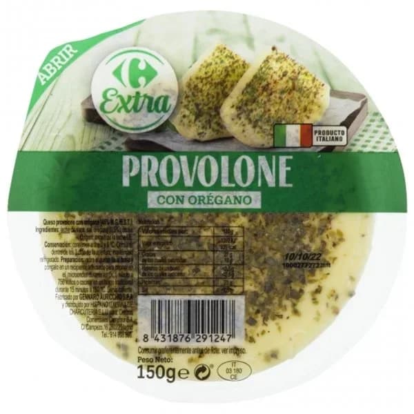 Queso de Vaca Tierno Provolone con Orégano Carrefour Extra pieza de 150 g - 0.15 kg - Imagen del producto en Findit