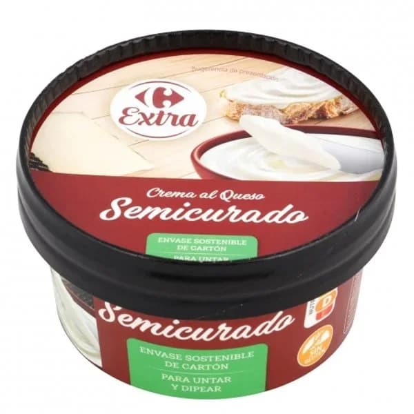 Crema de queso semicurado Carrefour Extra sin gluten 125 g. - 0.12 kg - Imagen del producto en Findit