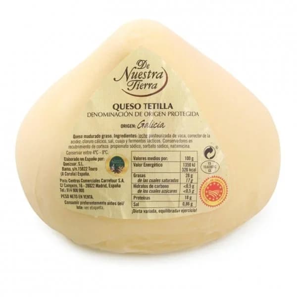 Queso de tetilla Gallego D.O.P. Tetilla De Nuestra Tierra pieza de 850 g aprox - 0.85 kg - Imagen del producto en Findit