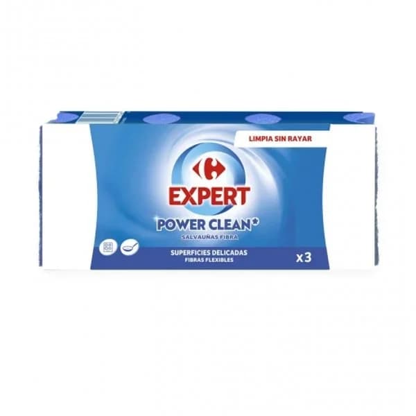Estropajo Salvauñas de Fibras Flexibles Superficies Delicadas CARREFOUR Expert 3 ud - Azul - 3 ud - Imagen del producto en Findit