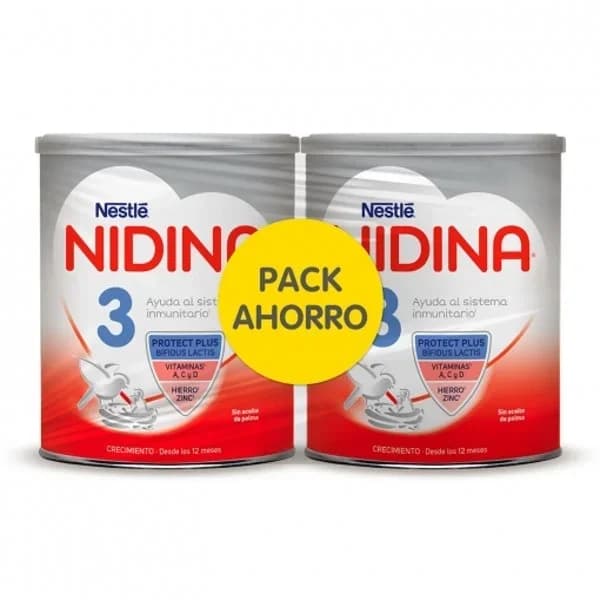 Leche infantil de crecimiento desde 12 meses Nestlé Nidina 3 sin aceite de palma pack de 2 latas de 800 g. - 1.6 kg - Imagen del producto en Findit