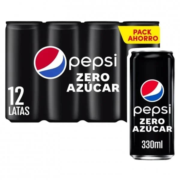 Pepsi zero azúcar pack de 12 latas de 33 cl. - 3.96 l - Imagen del producto en Findit