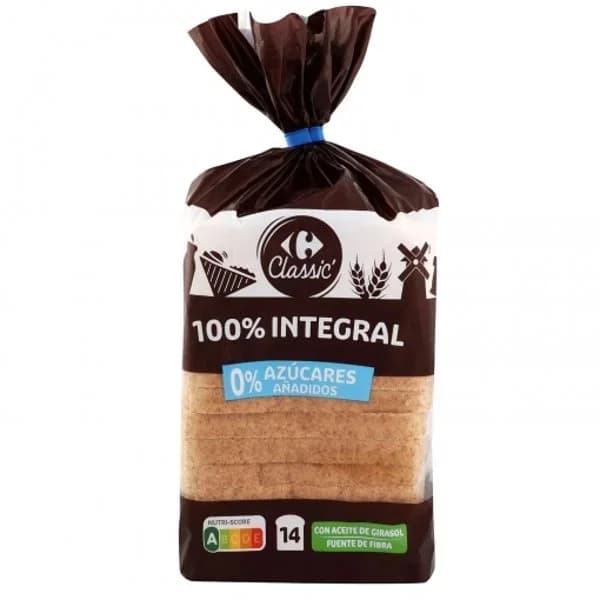 Pan de molde integral sin azúcar añadido Carrefour 460 g. - 0.46 kg - Imagen del producto en Findit