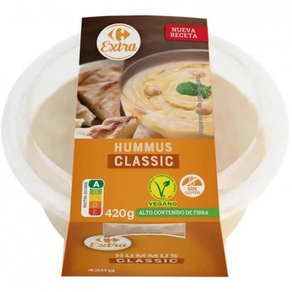 Hummus classic Carrefour Extra sin gluten 420 g. - 0.42 kg - Imagen del producto en Findit