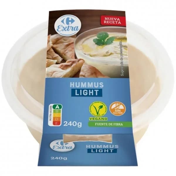 Hummus light Carrefour Extra sin gluten 240 g - 0.24 kg - Imagen del producto en Findit