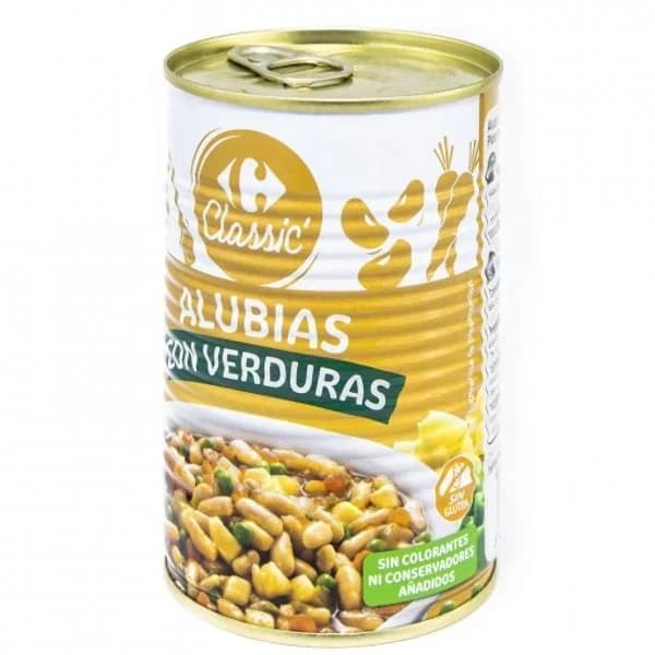 Alubias con verduras Classic Carrefour sin gluten 430 g. - 0.43 kg - Imagen del producto en Findit