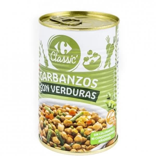 Garbanzos con verduras Classic Carrefour sin gluten 430 g. - 0.43 kg - Imagen del producto en Findit