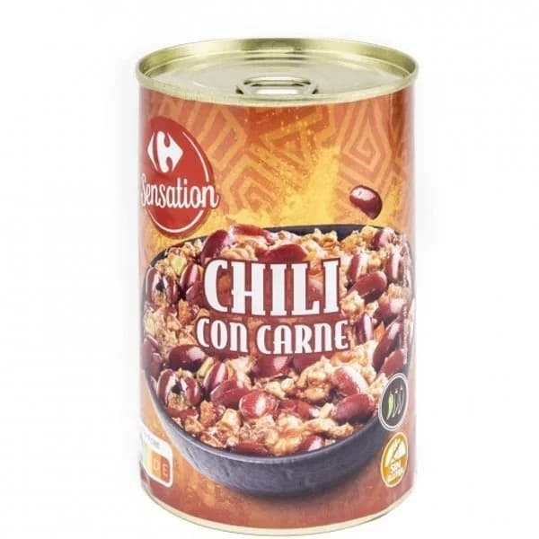 Chili con carne Sensation Carrefour sin gluten 418 g. - 0.42 kg - Imagen del producto en Findit