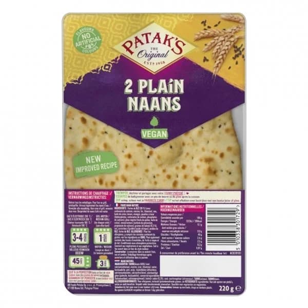 Pan naan Patak's 220 g. - 0.22 kg - Imagen del producto en Findit