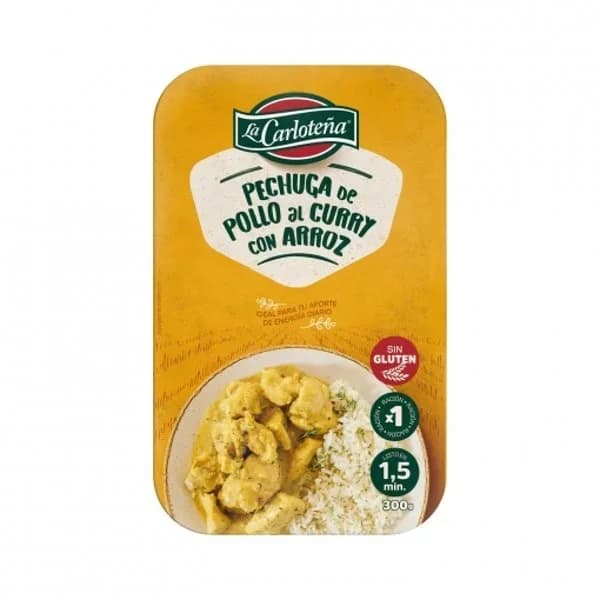 Pechuga de pollo al curry con arroz La Carloteña sin gluten 300 g. - 0.3 kg - Imagen del producto en Findit