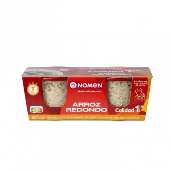 Arroz redondo para microondas Nomen sin gluten pack de 2 unidades de 140 g. - 0.28 kg - Imagen del producto en Findit