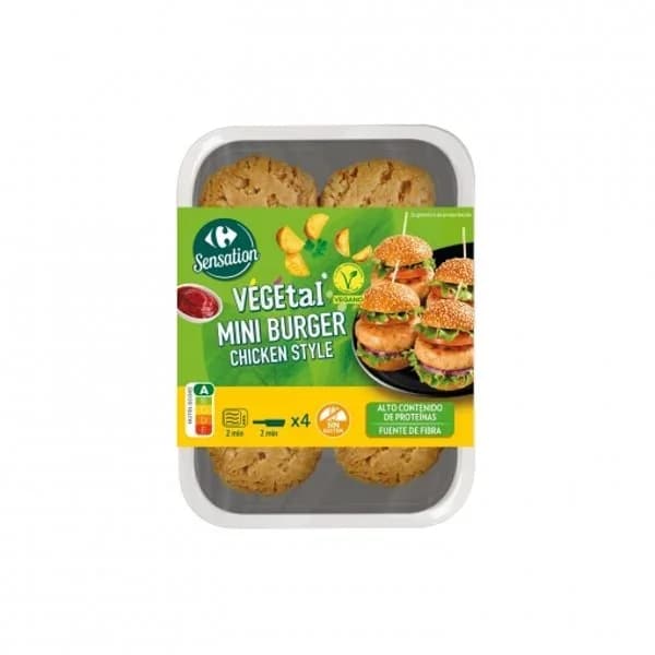 Mini burger chicken style Sensation Carrefour sin gluten 4 ud. - 1 ud - Imagen del producto en Findit