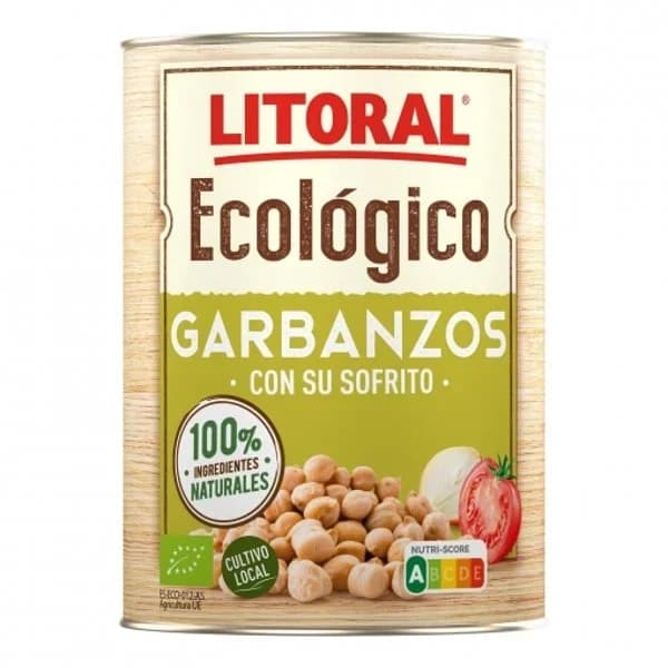 Garbanzos con su sofrito ecológico Litoral sin gluten 425 g. - 0.43 kg - Imagen del producto en Findit