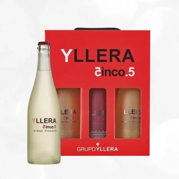Estuche de 2 botellas de frizzante blanco verdejo Yllera 5.5 75 cl. + 1 botella frizzante rose Yllera 5.5 75 cl. - 1 ud - Imagen del producto en Findit