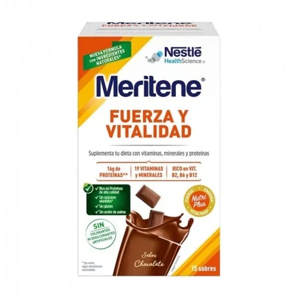 Batido complemento alimenticio sabor chocolate sin gluten Meritene 15 ud. - 0.45 kg - Imagen del producto en Findit