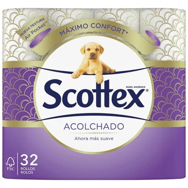 Papel higiénico Acolchado Scottex 32 rollos. - 31.9 ud - Imagen del producto en Findit