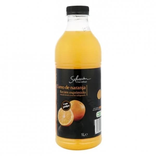 Zumo de naranja recién exprimido con pulpa Carrefour Selección botella 1 l. - 1 l - Imagen del producto en Findit