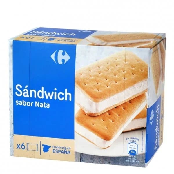 Sandwich de nata Carrefour 6 ud. - 5.93 ud - Imagen del producto en Findit